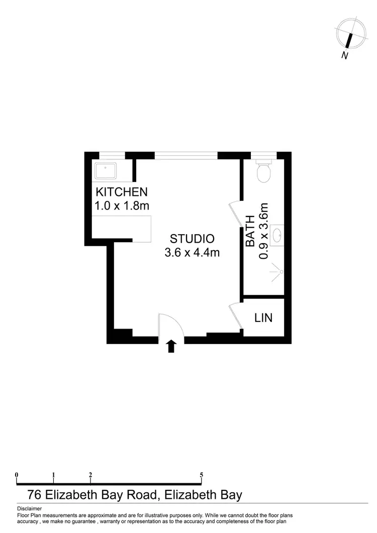 Floorplan of Homely studio listing, 12/76 Elizabeth Bay Road, Elizabeth Bay NSW 2011