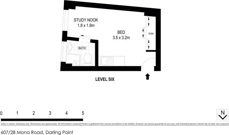 Floorplan of Homely studio listing, 607/2b Mona Road, Darling Point NSW 2027