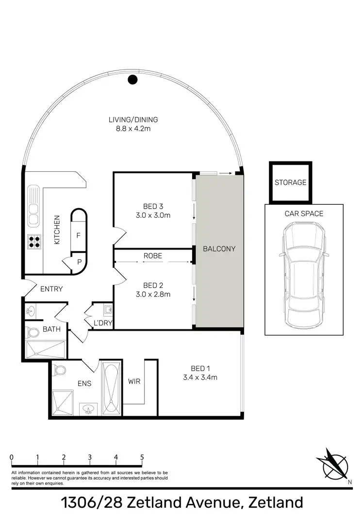 Floorplan of Homely apartment listing, 1306/28 Zetland Avenue, Zetland NSW 2017