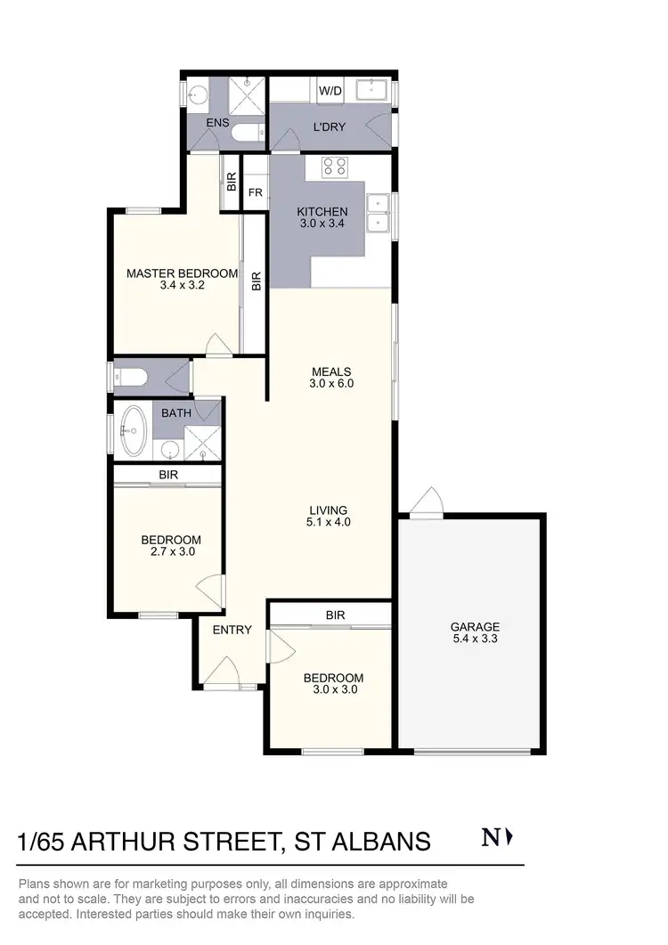 Floorplan of Homely unit listing, 1/65 Arthur Street, St Albans VIC 3021