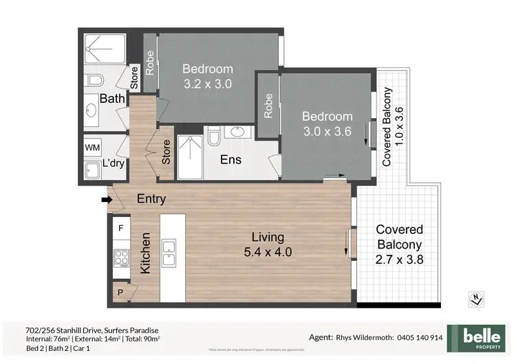 Floorplan of Homely apartment listing, 702/256 Stanhill Drive, Surfers Paradise QLD 4217