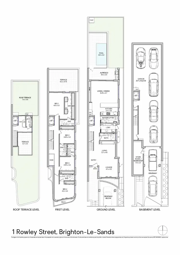 Floorplan of Homely semi-detached listing, 1 Rowley Street, Brighton-Le-Sands NSW 2216