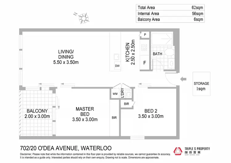 Floorplan of Homely apartment listing, 702B/20 O'Dea Avenue, Waterloo NSW 2017