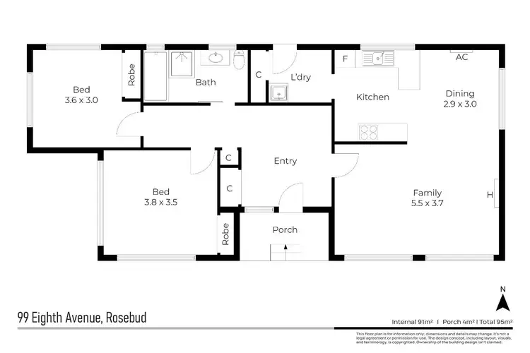 Floorplan of Homely house listing, 99 Eighth Avenue, Rosebud VIC 3939
