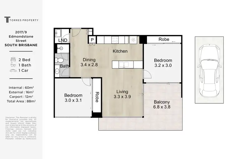 Floorplan of Homely unit listing, 2017/9 Edmondstone Street, South Brisbane QLD 4101
