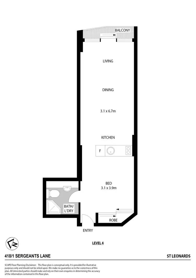 Floorplan of Homely apartment listing, 418/1 Sergeants Lane, St Leonards NSW 2065