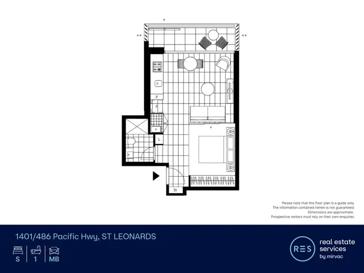 Floorplan of Homely apartment listing, 1401/486 Pacific Highway, St Leonards NSW 2065