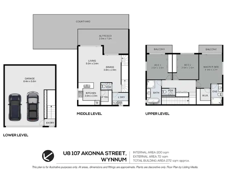 Floorplan of Homely townhouse listing, 8/107 Akonna Street, Wynnum QLD 4178