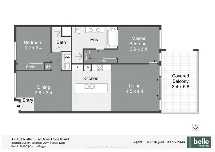 Floorplan of Homely apartment listing, 1750/1 Rialto Quay Drive, Hope Island QLD 4212
