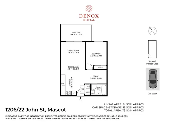 Floorplan of Homely apartment listing, 1206/22 John Street, Mascot NSW 2020