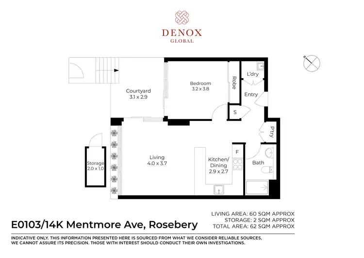Floorplan of Homely apartment listing, E0103/14K Mentmore Avenue, Rosebery NSW 2018