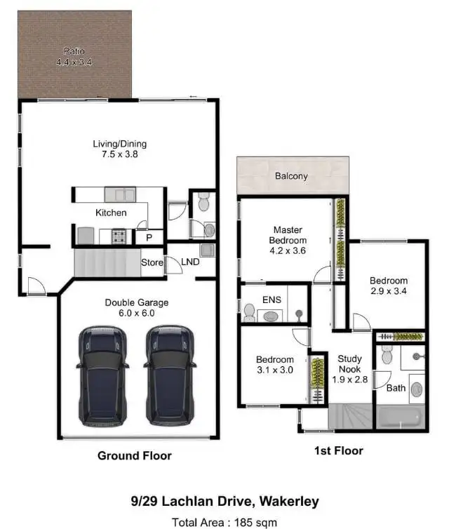 Floorplan of Homely townhouse listing, 9/29 Lachlan Drive, Wakerley QLD 4154