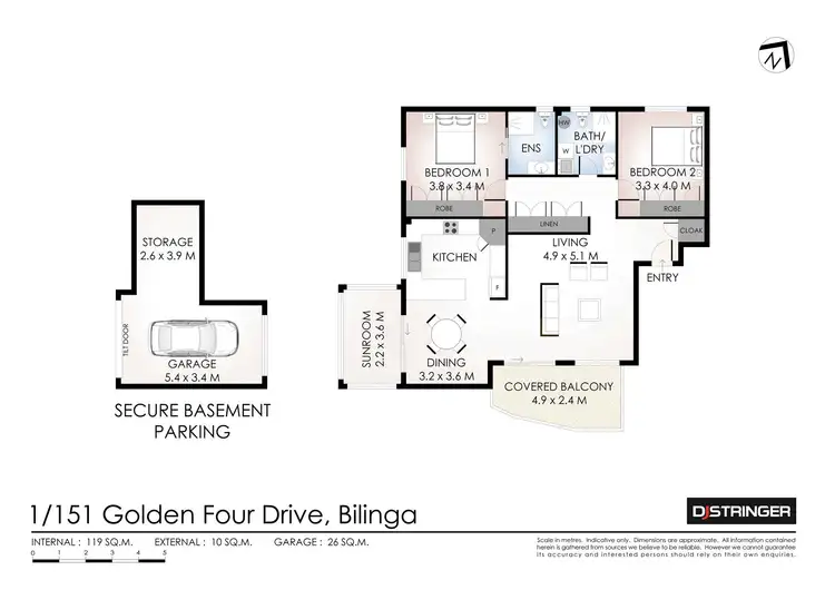 Floorplan of Homely unit listing, 1/151 Golden Four Drive, Bilinga QLD 4225