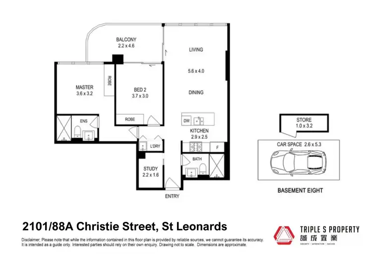 Floorplan of Homely apartment listing, 2101/88A Christie Street, St Leonards NSW 2065