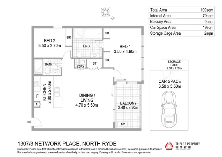 Floorplan of Homely apartment listing, 1307/3 Network Place, North Ryde NSW 2113