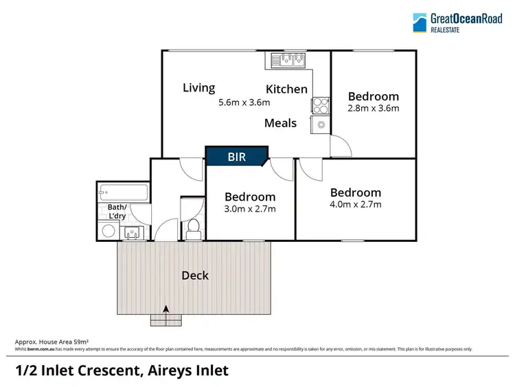 Floorplan of Homely unit listing, 1/2 Inlet Crescent, Aireys Inlet VIC 3231