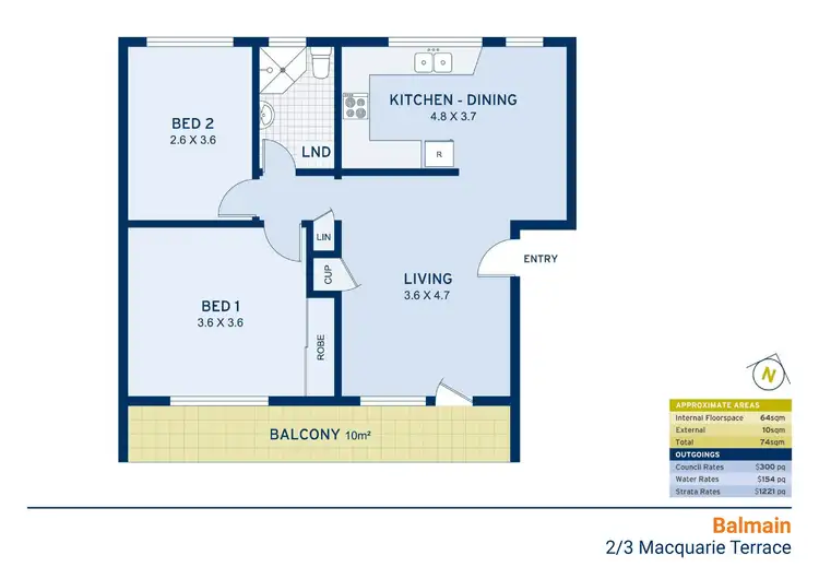 Floorplan of Homely apartment listing, 2/13 Macquarie Terrace, Balmain NSW 2041