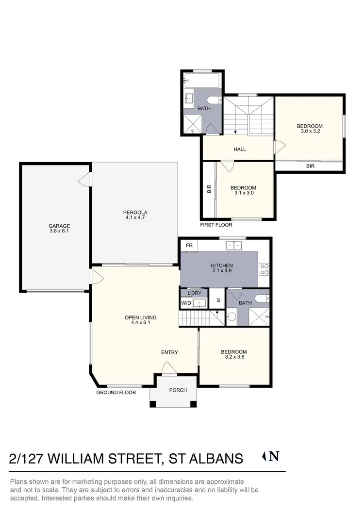 Floorplan of Homely townhouse listing, 2/127 William Street, St Albans VIC 3021