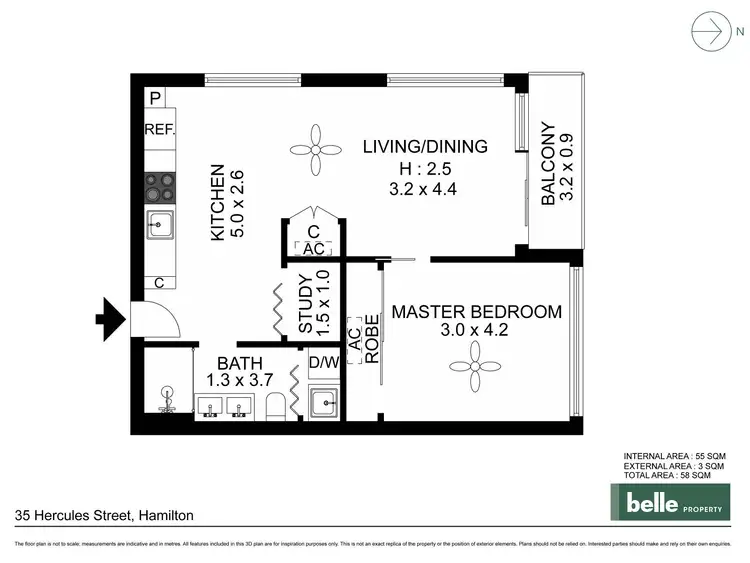 Floorplan of Homely unit listing, 412/35 Hercules Street, Hamilton QLD 4007