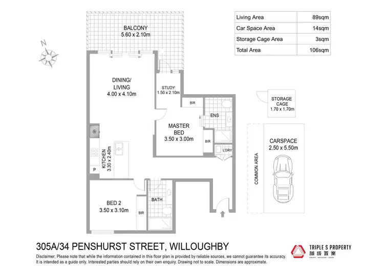 Floorplan of Homely apartment listing, 305A/34-42 Penshurst Street, Willoughby NSW 2068