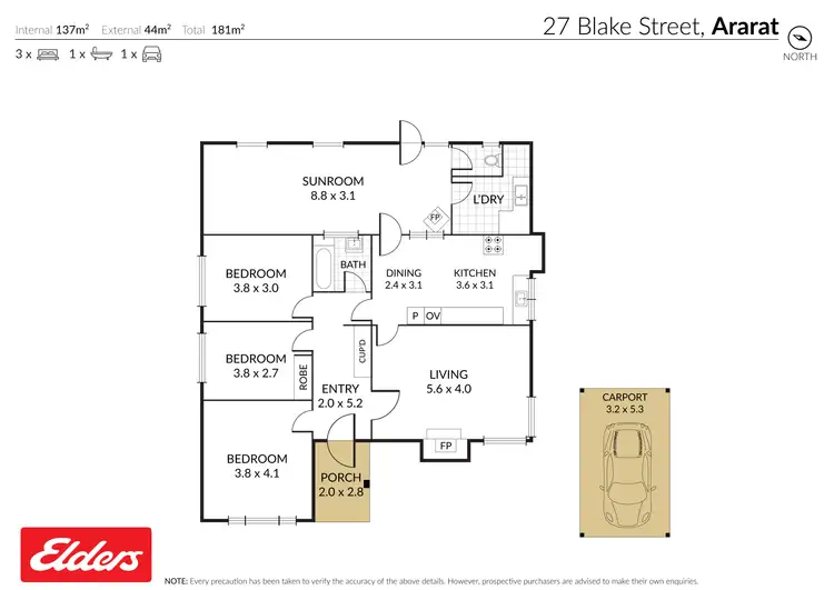 Floorplan of Homely house listing, 27 Blake Street, Ararat VIC 3377