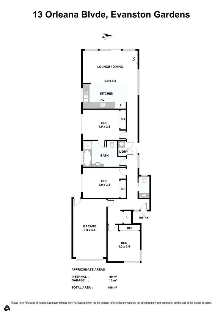 Floorplan of Homely house listing, 13 Orleana Boulevard, Evanston Gardens SA 5116