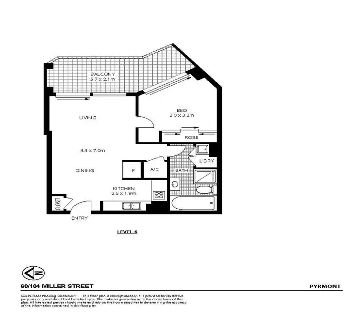 Floorplan of Homely apartment listing, 60/104 Miller Street, Pyrmont NSW 2009