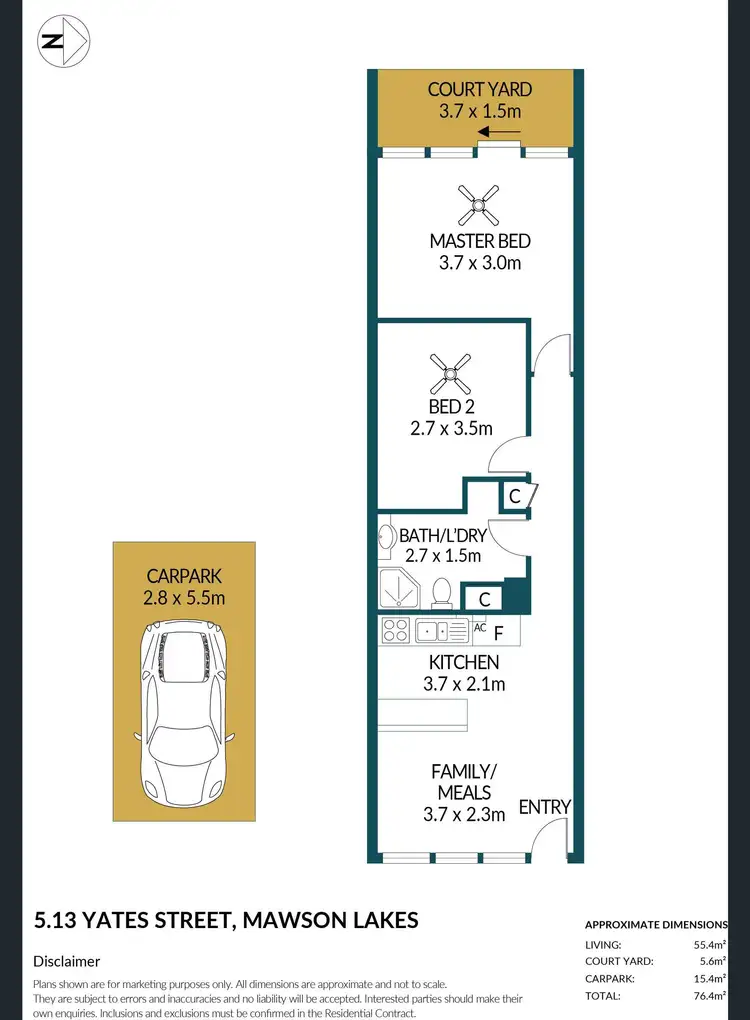 Floorplan of Homely unit listing, 5/13 Yates Street, Mawson Lakes SA 5095