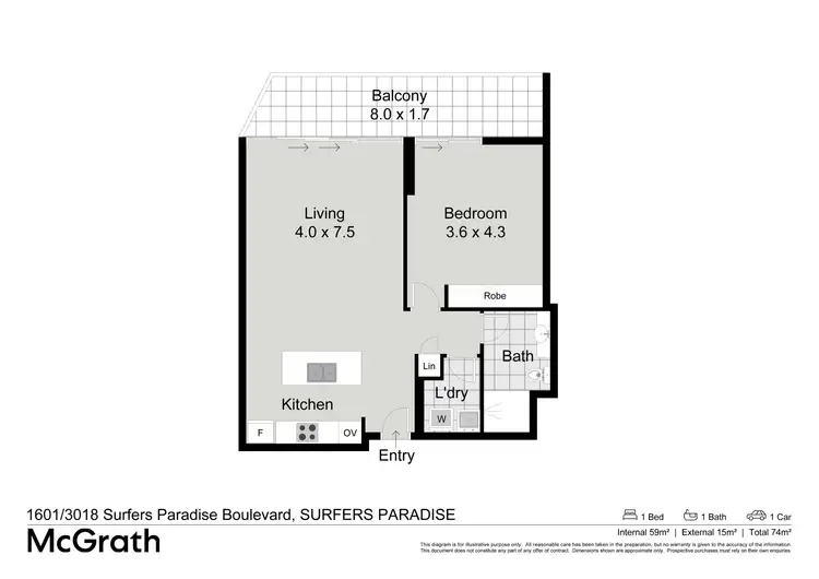 Floorplan of Homely unit listing, 1601/3018 Surfers Paradise Boulevard, Surfers Paradise QLD 4217