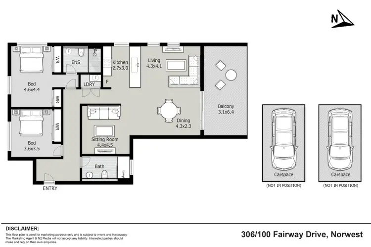 Floorplan of Homely apartment listing, 306/100 Fairway Drive, Norwest NSW 2153