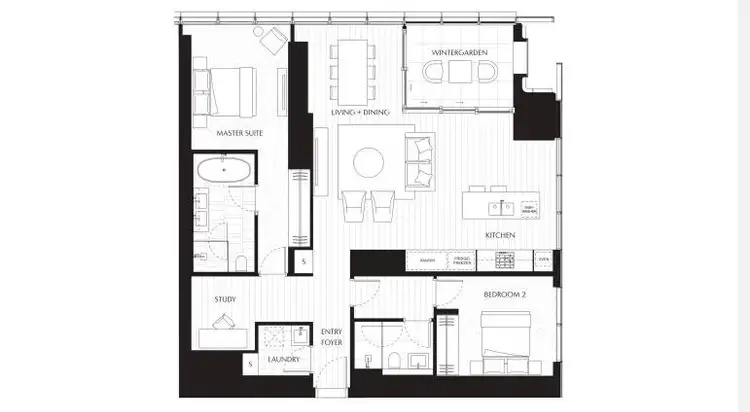 Floorplan of Homely apartment listing, 31A/2 Watermans Quay, Barangaroo NSW 2000