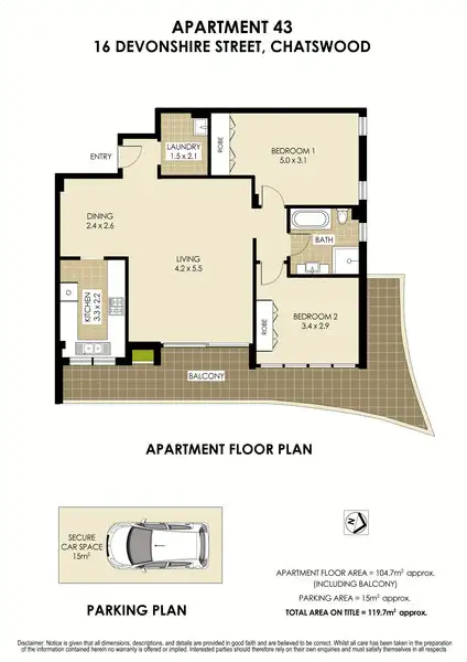 Floorplan of Homely apartment listing, 43/16-22 Devonshire Street, Chatswood NSW 2067