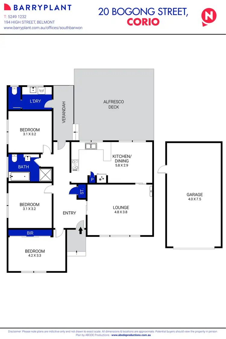 Floorplan of Homely house listing, 20 Bogong Street, Corio VIC 3214