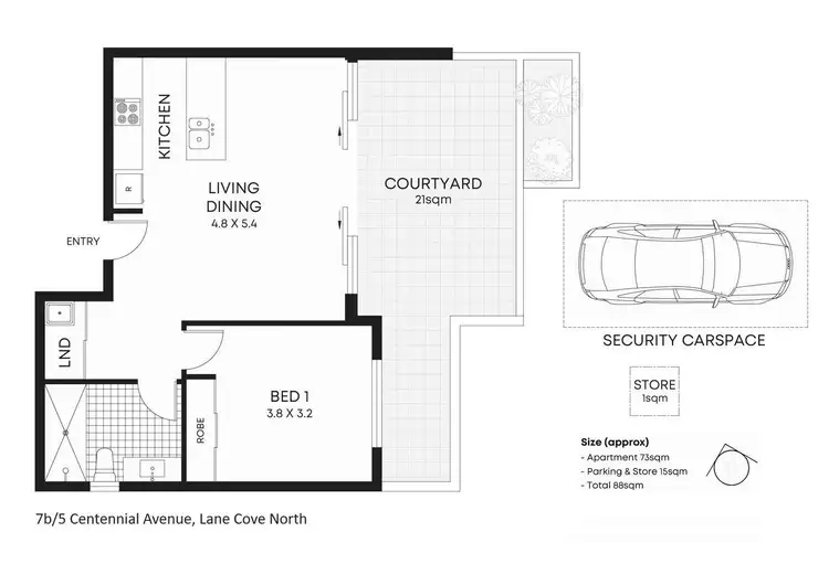 Floorplan of Homely apartment listing, 7b/5 Centennial Avenue, Lane Cove NSW 2066
