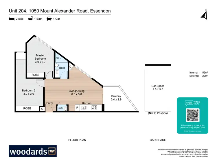 Floorplan of Homely apartment listing, 204/1050 Mount Alexander Road, Essendon VIC 3040