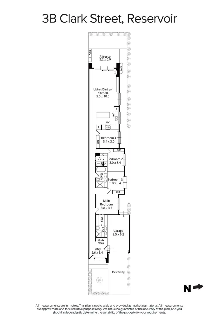 Floorplan of Homely townhouse listing, 3B Clark Street, Reservoir VIC 3073