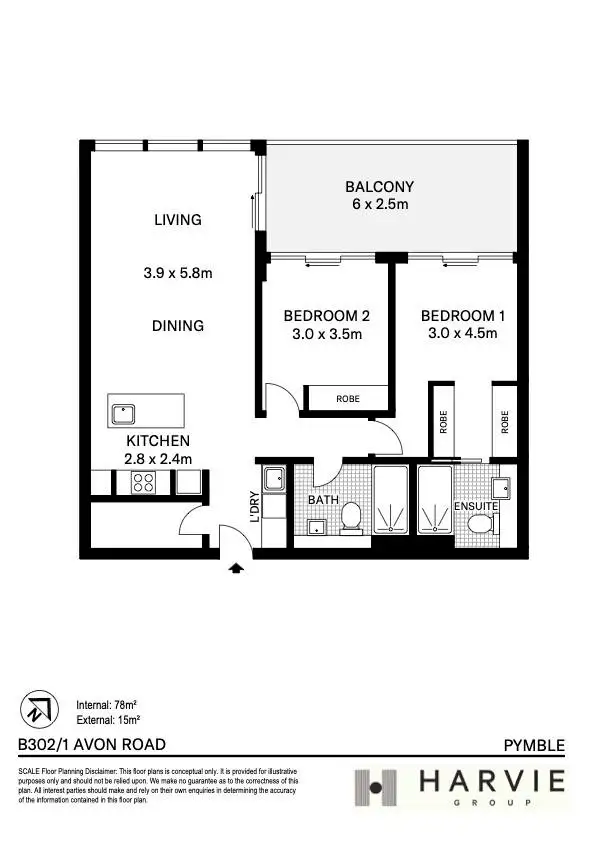 Floorplan of Homely apartment listing, B302/1 Avon Road, Pymble NSW 2073