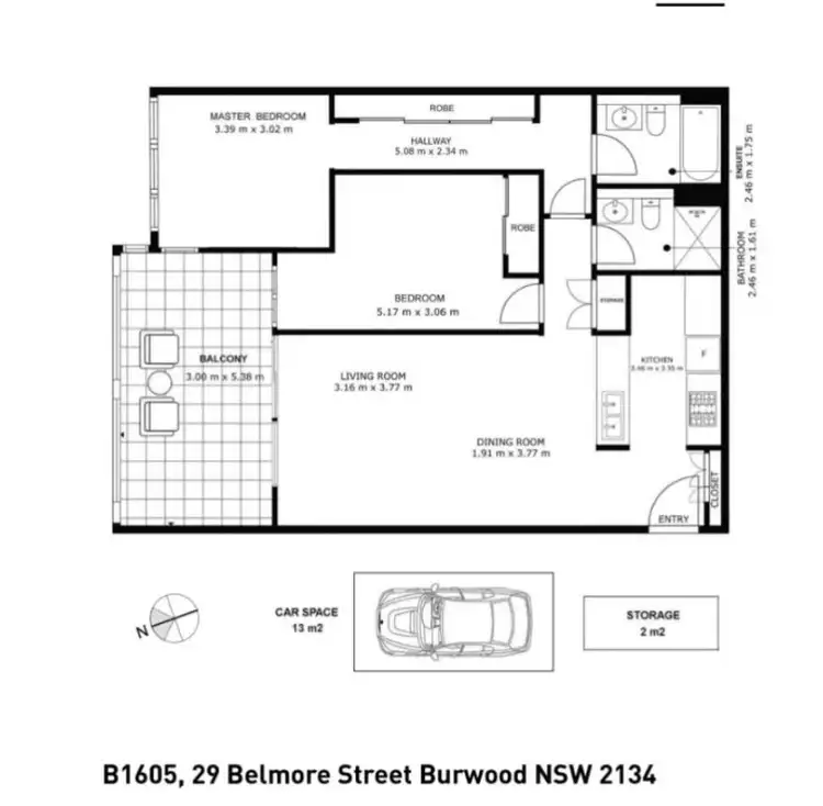 Floorplan of Homely apartment listing, 1605/29 Belmore Street, Burwood NSW 2134