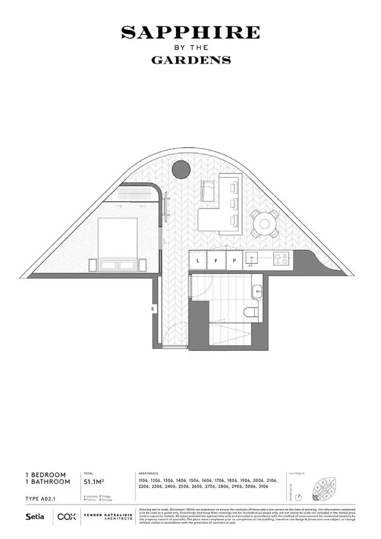 Floorplan of Homely apartment listing, Unit 2106/63 La Trobe Street, Melbourne VIC 3000