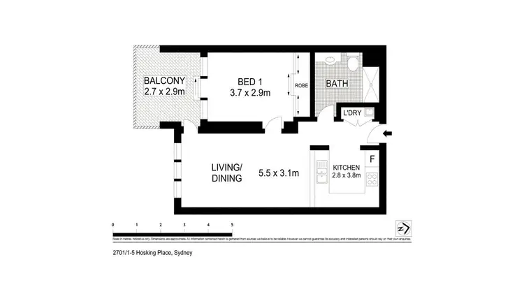 Floorplan of Homely apartment listing, 2701/1-5 Hosking Place, Sydney NSW 2000