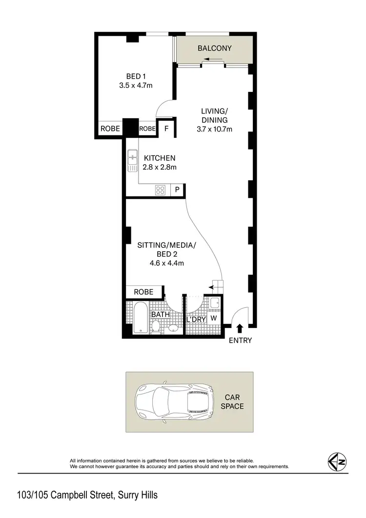 Floorplan of Homely apartment listing, 103/105 Campbell Street, Surry Hills NSW 2010