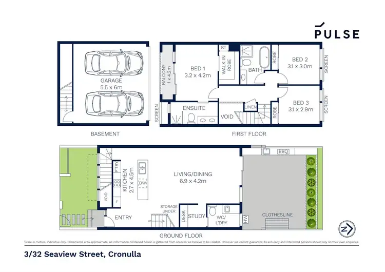 Floorplan of Homely townhouse listing, 3/32 Seaview Street, Cronulla NSW 2230