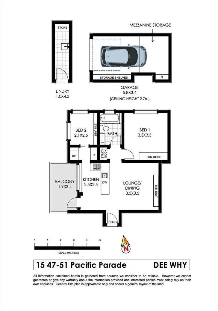 Floorplan of Homely unit listing, 15/47-51 Pacific Parade, Dee Why NSW 2099