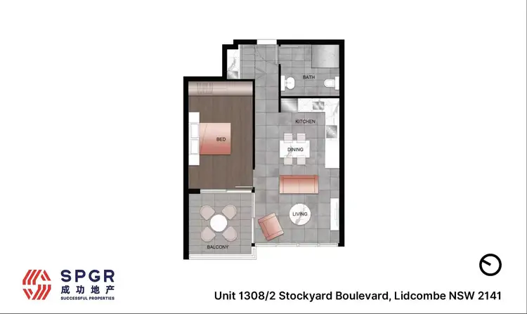 Floorplan of Homely apartment listing, 1308/2 Stockyard Boulevard, Lidcombe NSW 2141