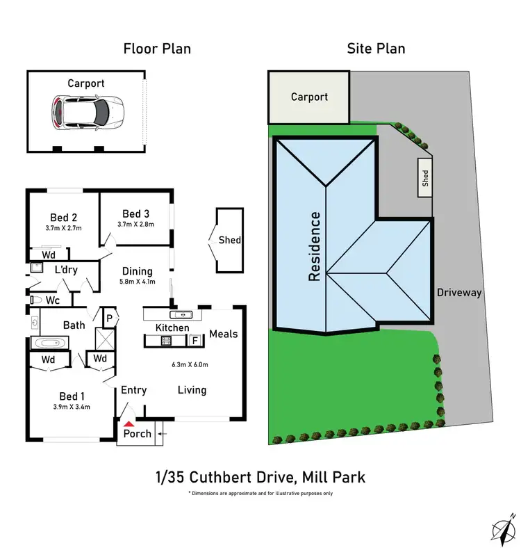 Floorplan of Homely house listing, 1/35 Cuthbert Drive, Mill Park VIC 3082