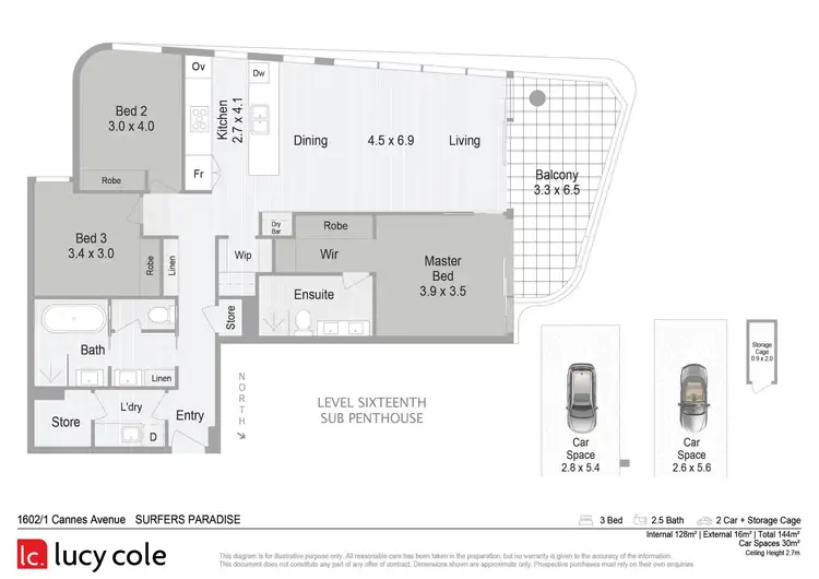 Floorplan of Homely apartment listing, 1602/1 Cannes Avenue, Surfers Paradise QLD 4217