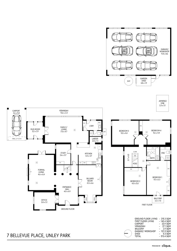 Floorplan of Homely house listing, 7 Bellevue Place, Unley Park SA 5061