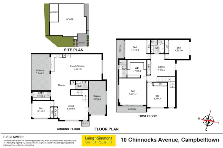 Floorplan of Homely semi-detached listing, 10 Chinnocks Avenue, Campbelltown NSW 2560