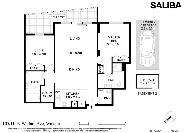Floorplan of Homely unit listing, 105/11-19 Waitara Avenue, Waitara NSW 2077
