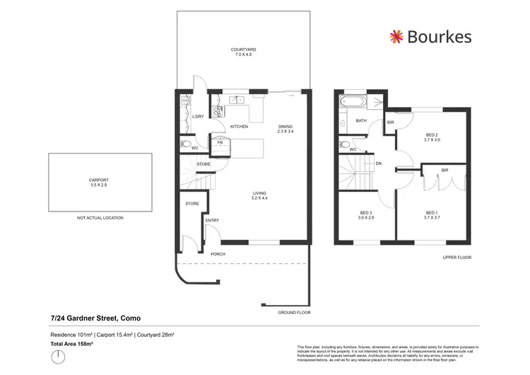 Floorplan of Homely townhouse listing, 7/24 Gardner Street, Como WA 6152